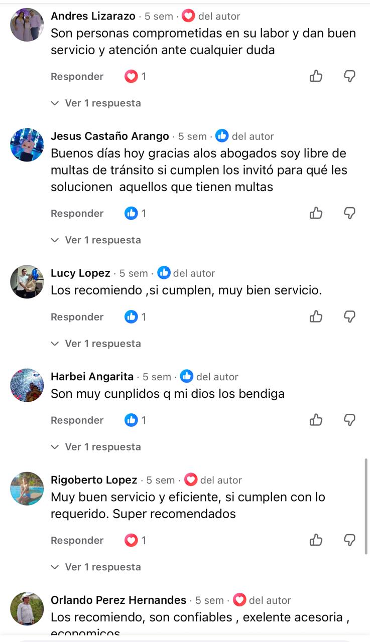 Comentarios de clientes en Facebook